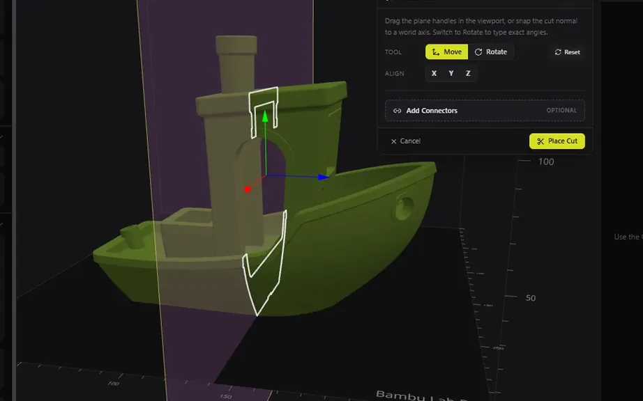 Planar cut through a 3D model in Multipart3D